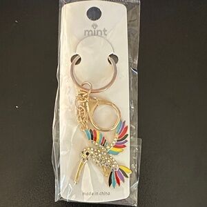 Mint Gold Multicolor Enamel Hummingbird Key Charm